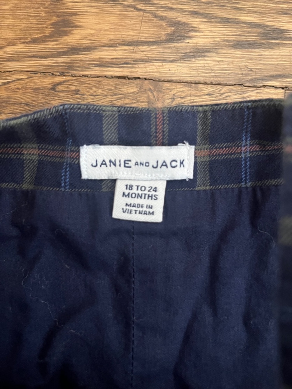 Janie and Jack Navy and Green Plaid Overalls - Picture 2 of 7